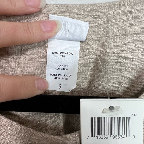 EILEEN FISHER Natural Short Round Neck Button Front Lightweight Jacket - Picture 12 of 14